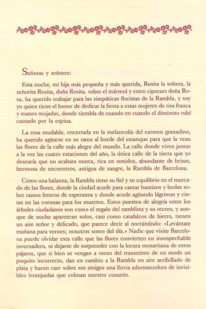Edición facsímil del homenaje “A las floristas de La Rambla”, editada por la Casa Museo de Fuente Vaqueros.