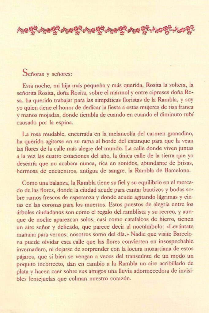 Edición facsímil del homenaje “A las floristas de La Rambla”, editada por la Casa Museo de Fuente Vaqueros.