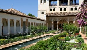The Generalife’s Ditch courtyard, in the Alhambra in Granada.
