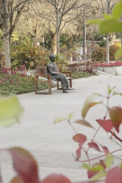 Sculpture of Federico García Lorca located on the promenade of Avenida de la Constitución in Granada.