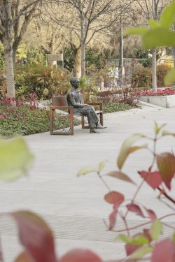 Sculpture of Federico García Lorca located on the promenade of Avenida de la Constitución in Granada.