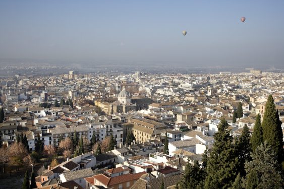 View of the city of Granada from the terrace of the Alhambra Palace Hotel.