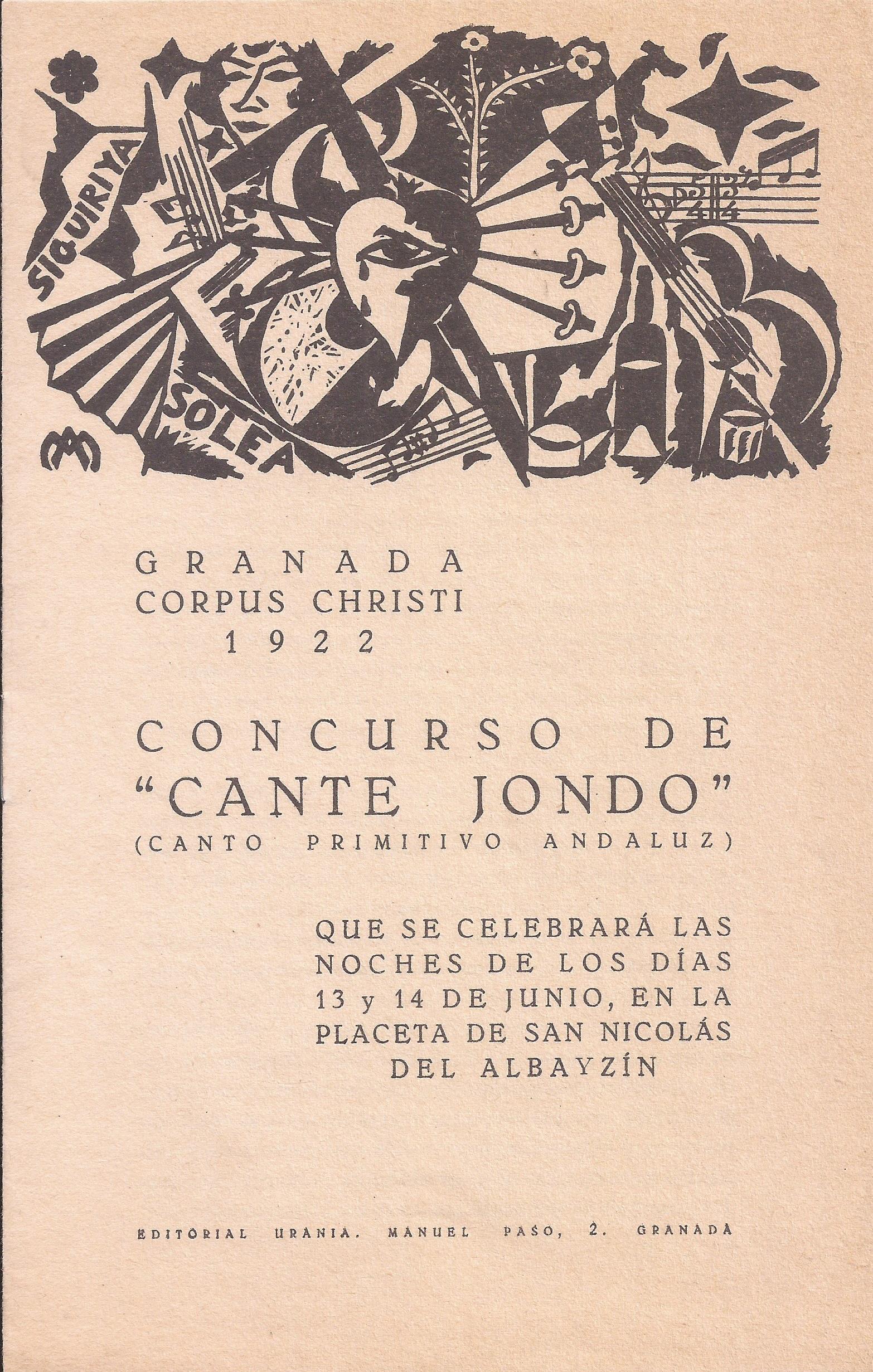 Leaflet with the rules of the Flamenco Song Contest